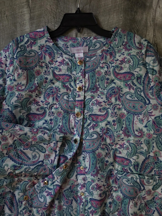 Stella Parker Jackets & Blazers - Paisley Button-Front Blazer Jacket in Teal & Pink